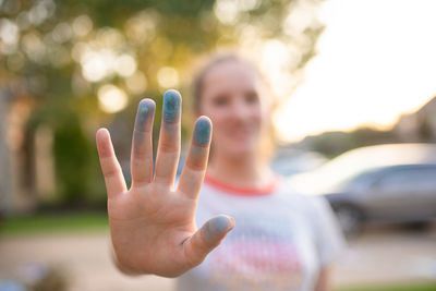 Portrait of person hand