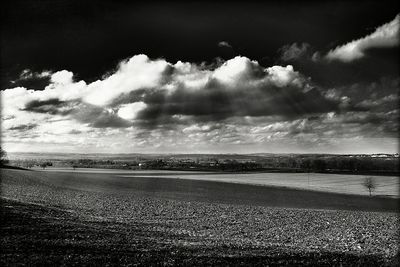 Scenic view of sea against cloudy sky