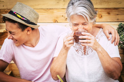 Man and woman wearing hat