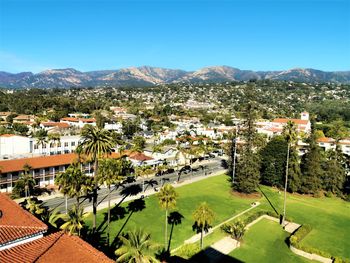 High angle view of townscape against sky