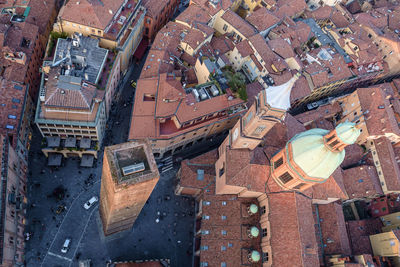High angle view of buildings in city
