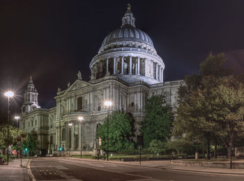 View of illuminated building at night