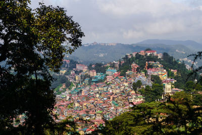 High angle view of townscape against sky