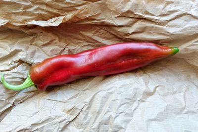 High angle view of red bell peppers