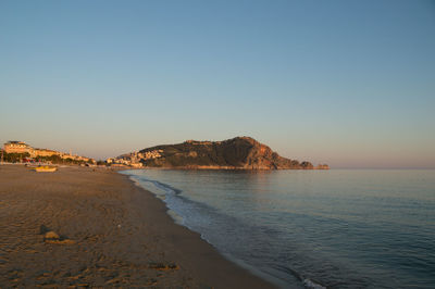 Scenic view of sea against clear sky