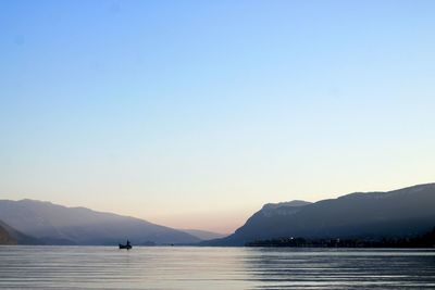 Scenic view of lake against clear sky