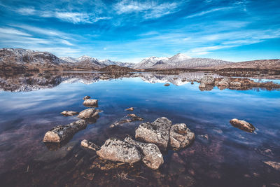 Scenic view of lake against sky