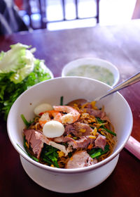 Close-up of vietnamese food served in bowl