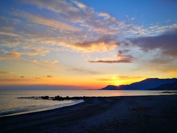 Scenic view of sea against sky at sunset
