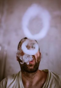 A selfie while making circuits of vape smoke 