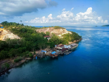 High angle view of sea against sky