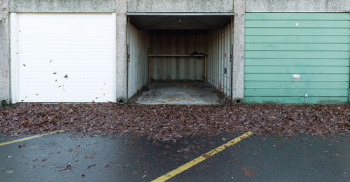 Closed door of building