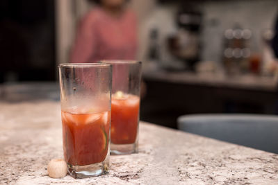 Close-up of coffee served on table