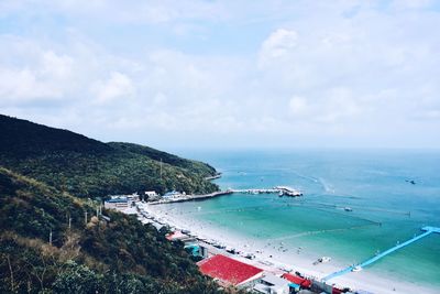 High angle view of sea against sky