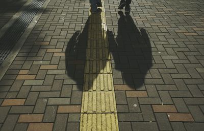 High angle view of man on street