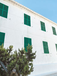 Low angle view of tree against building