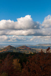 Scenic view of landscape against sky during autumn