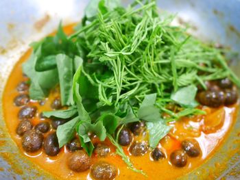 Close-up of meal served in plate