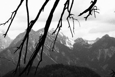 Scenic view of snow covered mountains against sky