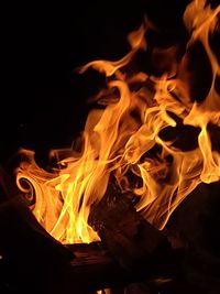 Close-up of fire in the dark