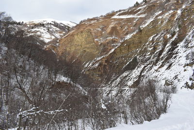 Winter in ushguli in the caucasus mountains in samegrelo-zemo svaneti region, georgia