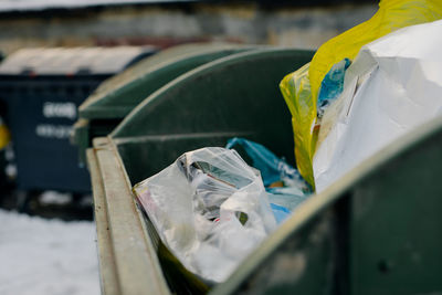 Close-up of garbage bin