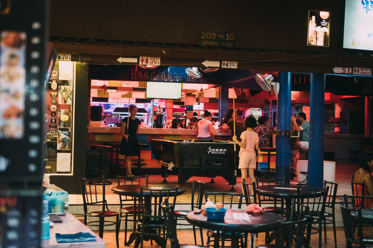 PEOPLE AT RESTAURANT AT NIGHT