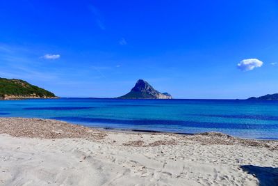 Scenic view of sea against blue sky