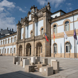 Low angle view of historic building against sky