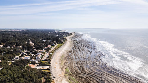 High angle view of sea against sky