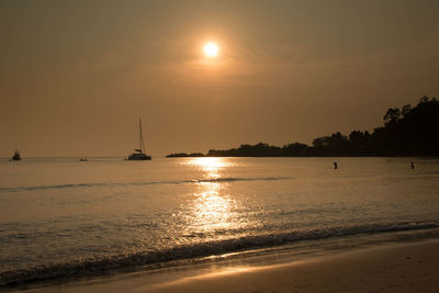 Scenic view of sunset over sea