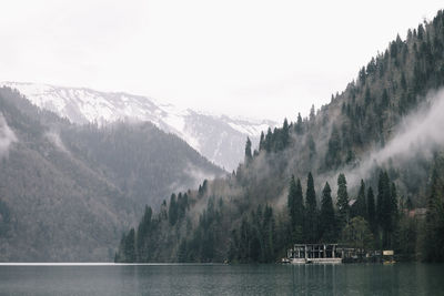 Natural landscape sea misty mountains outdoors