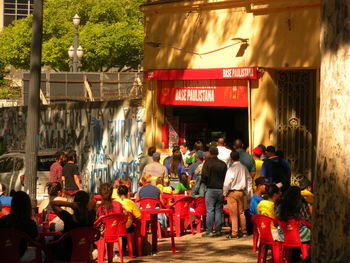 Group of people in front of building