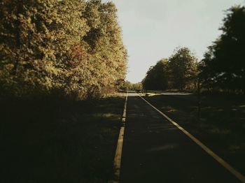 Road amidst trees against sky