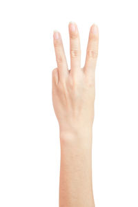 Close-up of human hand against white background