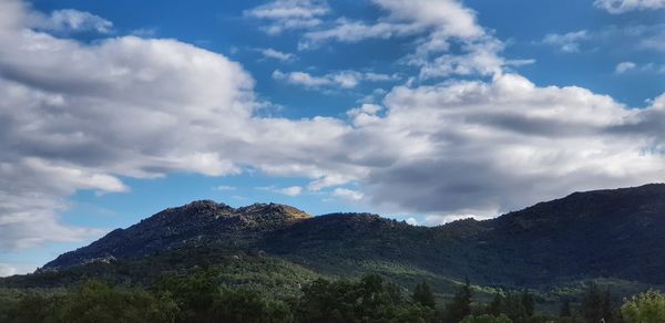 Low angle view of mountains against sky