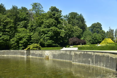 Scenic view of lake against trees