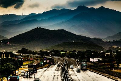 Road with mountains in background