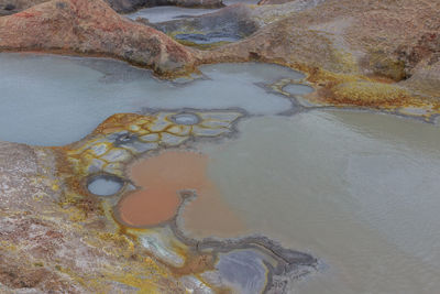 High angle view of rocks on beach