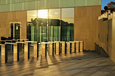 Exterior of modern building during sunset