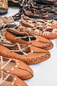 Traditional romanian peasant leather shoes