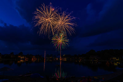Celebration of independence day - fireworks over the lake