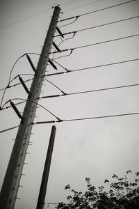 Low angle view of power lines against sky