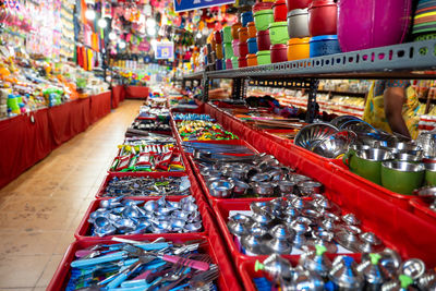 High angle view of people in store