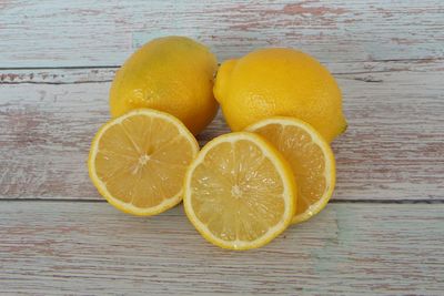 High angle view of oranges on table
