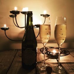 Close-up of champagne on table