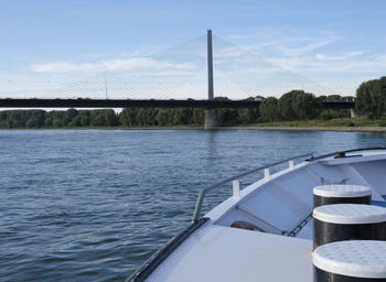 Beautiful view from a boat on the rhine river near cologne, germany