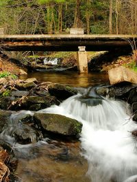 Scenic view of river flowing through rocks