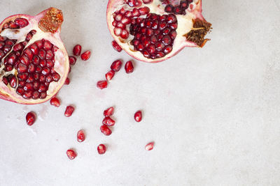 High angle view of pomegranate on table