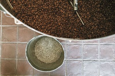 High angle view of bread in container